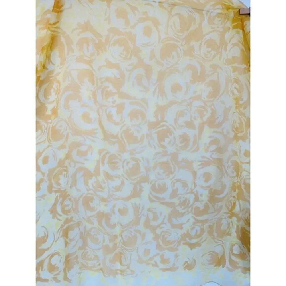 Vintage Vera Neumann 100% Silk Hand Rolled Scarf Japan Yellow Brown Floral 30x30